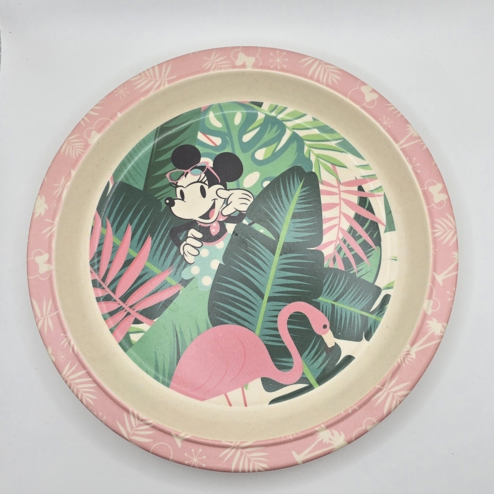 RARE Disney Minnie Mouse Pink In The Jungle Dinner Plate 8 1/3"